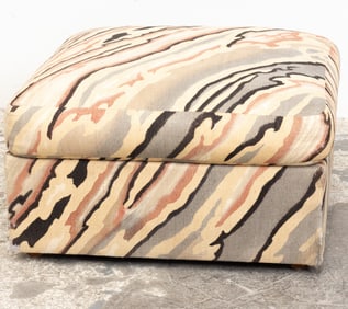 Flame Pattern Upholstered Ottoman