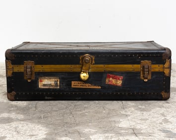 Brass Mounted Leather Handled Steamer Trunk
