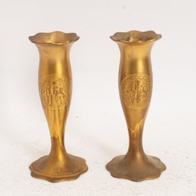 Pair of Gilt Painted Metal Vases