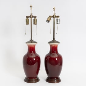 Pair of Oxblood Porcelain Vases