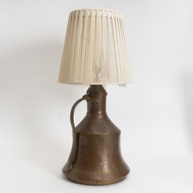 Hammered Copper Jug-Form Lamp
