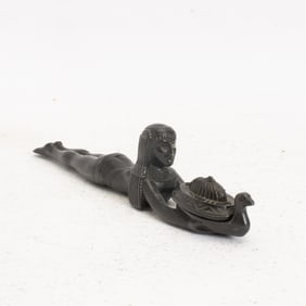 Egyptian Revival Patinated Metal Figural Incense Burner