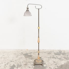 Art Deco Style Metal and Alabaster Floor Lamp