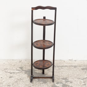 Three Tier Mahogany Pie Stand