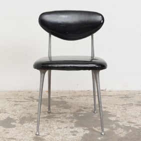 Mid-Century Modern Metal and Vinyl Side Chair