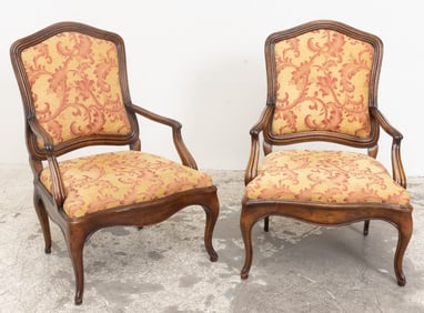 Pair of Louis XVI Style Mahogany Bergeres