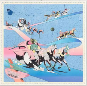 Framed Hermes 'Space Derby' Silk Scarf