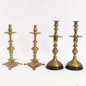 Group of Four Brass Candlesticks