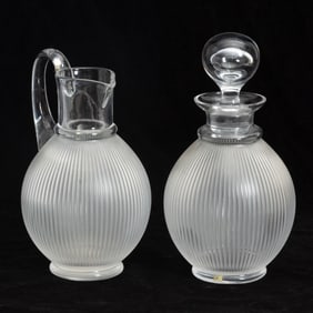 Lalique Frosted Glass Decanter and Pitcher
