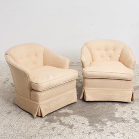 Pair of Cream Upholstered Tub Chairs