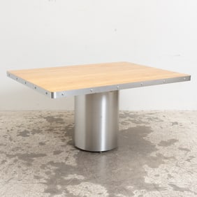 Contemporary Metal and Wood Dining Table