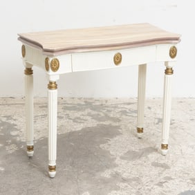 White Painted Neoclassical Style Fold-Over Games Table