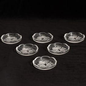 Set of Six Val Saint Lambert Glass Nut Dishes