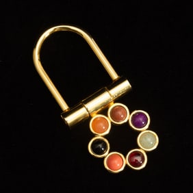 Judith Lieber Gilt Metal Gemstone Keychain