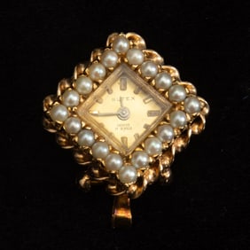 Butex Gold and Cultured Pearl Pendant-Watch