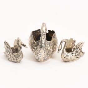 Three Continental Silver Swan Form Salts