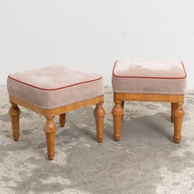 Pair of Square Upholstered Stools