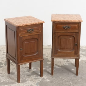 Pair of Marble Top Bedside Tables