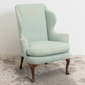 Mint Upholstered Wing-Back Chair