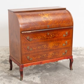 French Style Marquetry Inlaid Secretaire