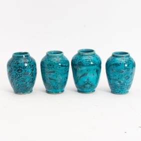 Group of Four Turquoise Glazed Vases