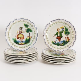 Set of Twelve Italian Ceramic Plates