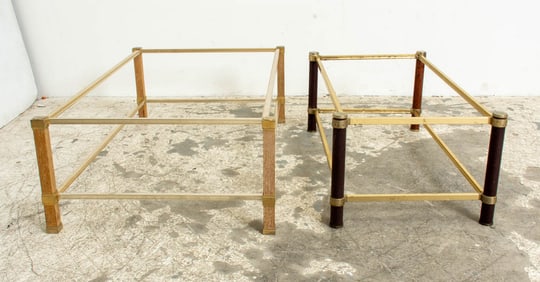Two Chrome and Gilt Metal Low Table Frames