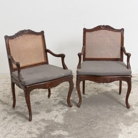 Pair of Mahogany Caned Armchairs