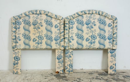 Pair of Blue and White Upholstered Headboards