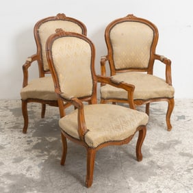 Set of Three Louis XV Style Upholstered Armchairs