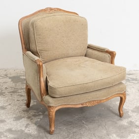 Louis XV Style Beige Upholstered Bergère