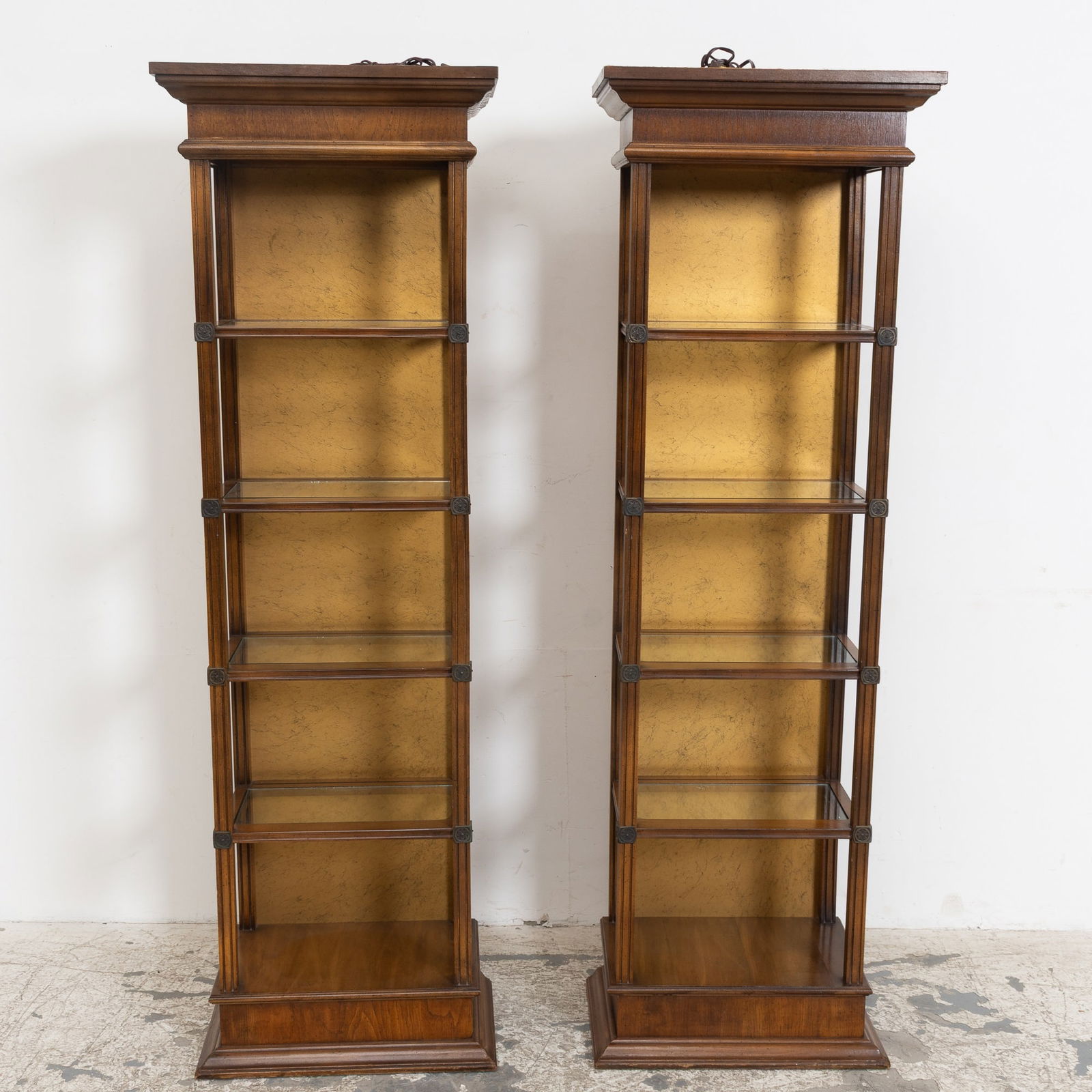 Pair of Mahogany Veneered Etageres