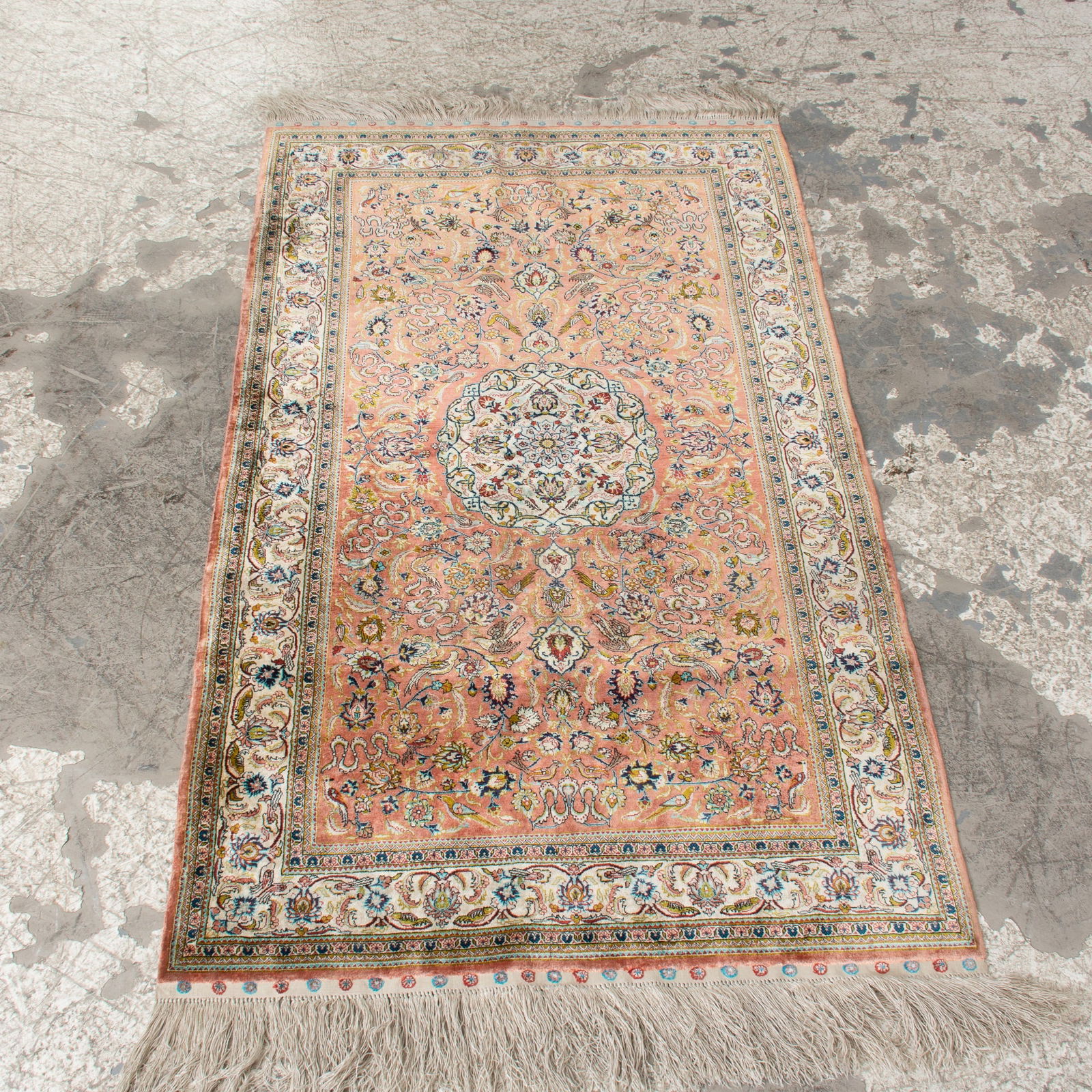 Silk Rug: . (37" x 60") Good