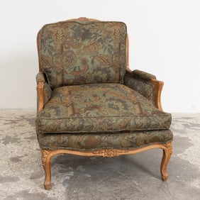 Louis XV Style Stained Wood Upholstered Bergère