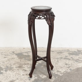Asian Style Carved Wood Plant Stand