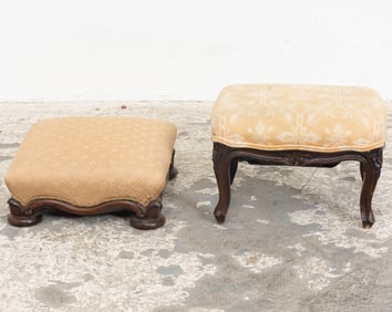 Two Upholstered Footstools