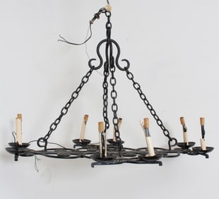Black Painted Wrought Iron Ceiling Light