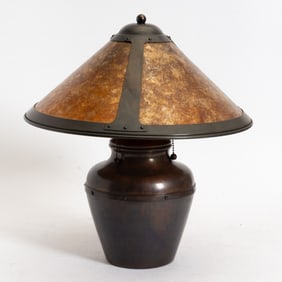 Arts and Crafts Style Bronze Metal Table Lamp