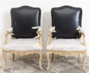 Pair of Regence style Cream Painted Bergères