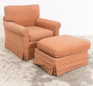 Upholstered Armchair and Ottoman