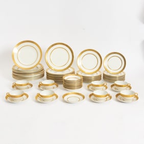 English Porcelain Gilt Decorated Partial Dinner Service