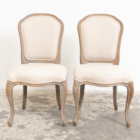 Pair of Louis XV Style Upholstered Painted Side Chairs