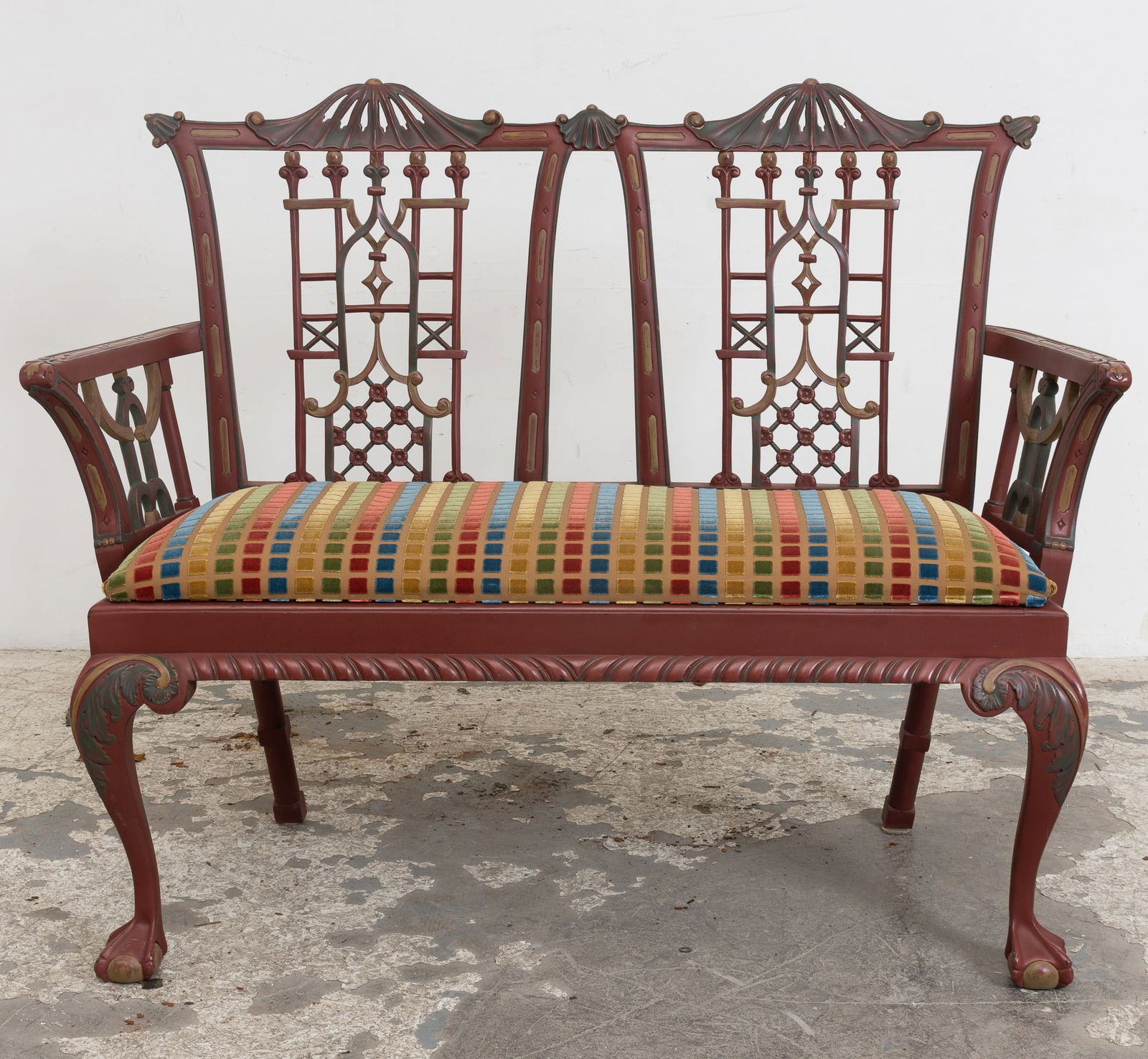 George III Style Chinoiserie Painted Settee (1 of 7)