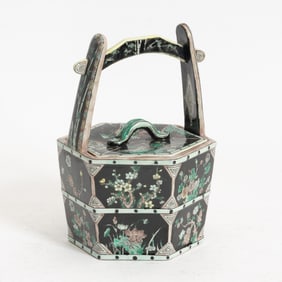Chinese Famille Noire Porcelain Basket