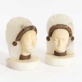 Pair of Art Deco Alabaster Figure Bookends