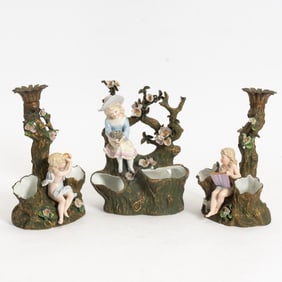 Group of Three Porcelain Spill Vases