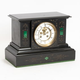 Black Marble Mantel Clock
