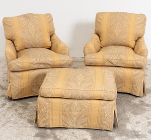 Pair of Upholstered Club Chairs