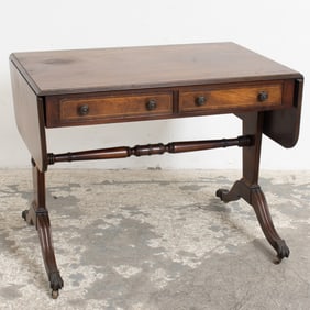 Regency Style Banded Mahogany Sofa Table