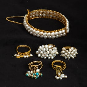 Group of Gold and Freshwater Pearl Jewelry